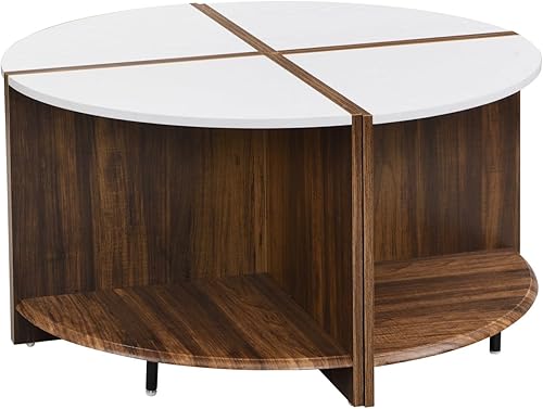 Miniatura 74 de Mesa de centro redonda para sala de estar, centro circular pequeño de madera maciza, diseño moderno, muebles para el hogar, mesa de centro para sala