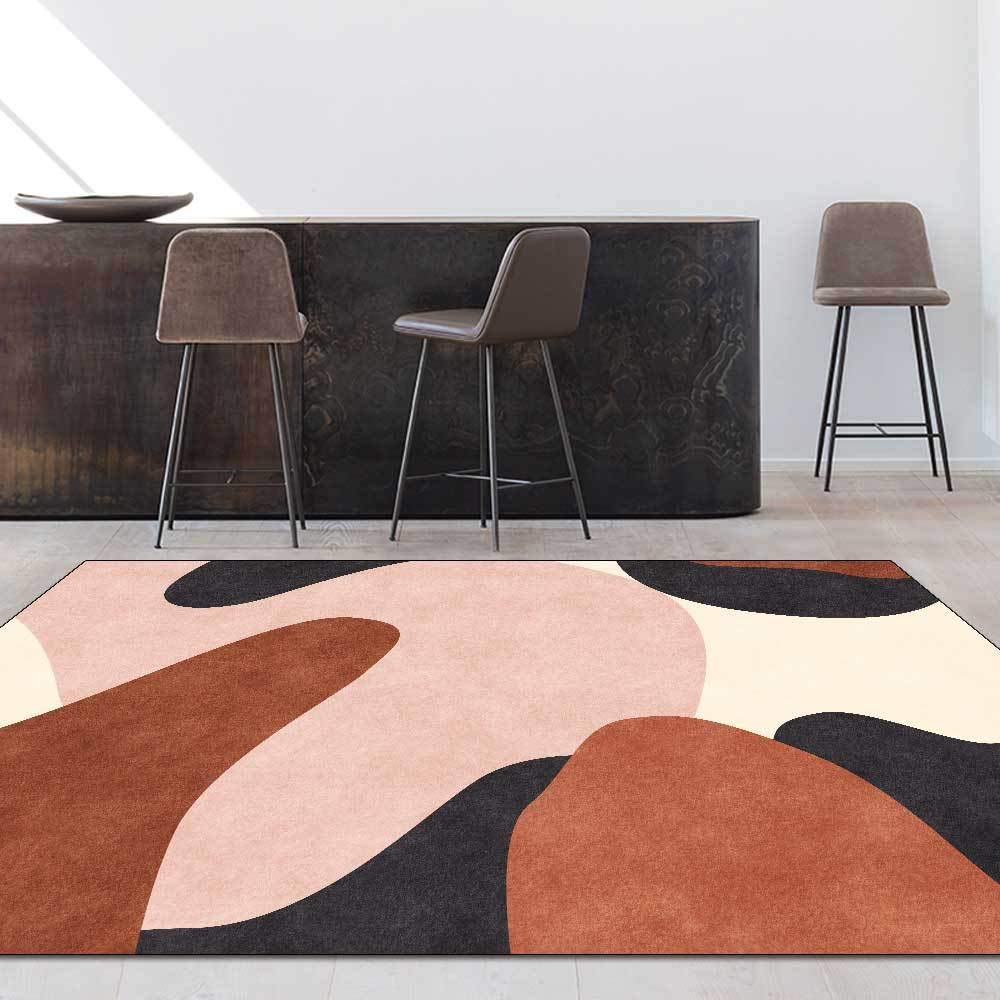 Tapis pour le couloir lavable anti-tache grand tapis rose noir 120x180