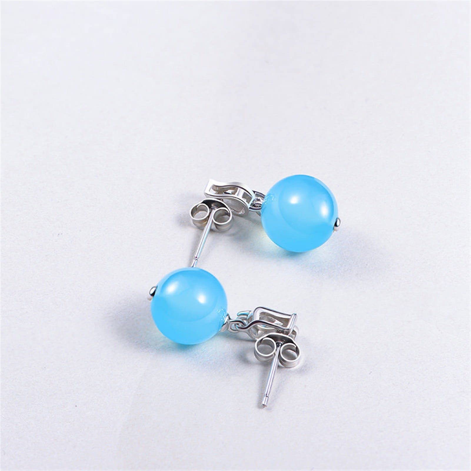 Pendientes Colgantes Señoras de Lujo Elegante Azul calcedonia Piedras Preciosas Pendientes Colgantes Lentes de Plata esterlina Plata Retro Banquete Pendientes joyería Pendientes Mujeres
