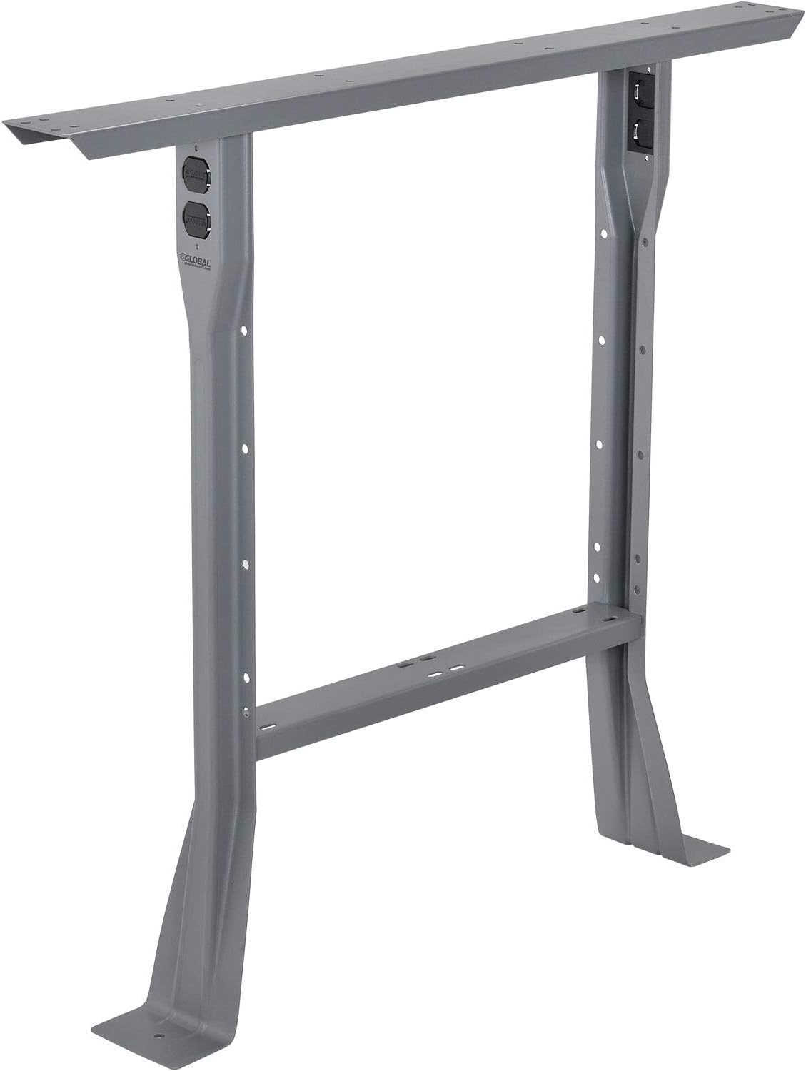 Global Industrial Single Pedestal Workbench, 72"W x 30"D x 33-3/4"H, 1-3/4" Square Edge Maple Top, 4 Drawer/Open Leg, 4000 Lbs Capacity, Gray, Assembly Required