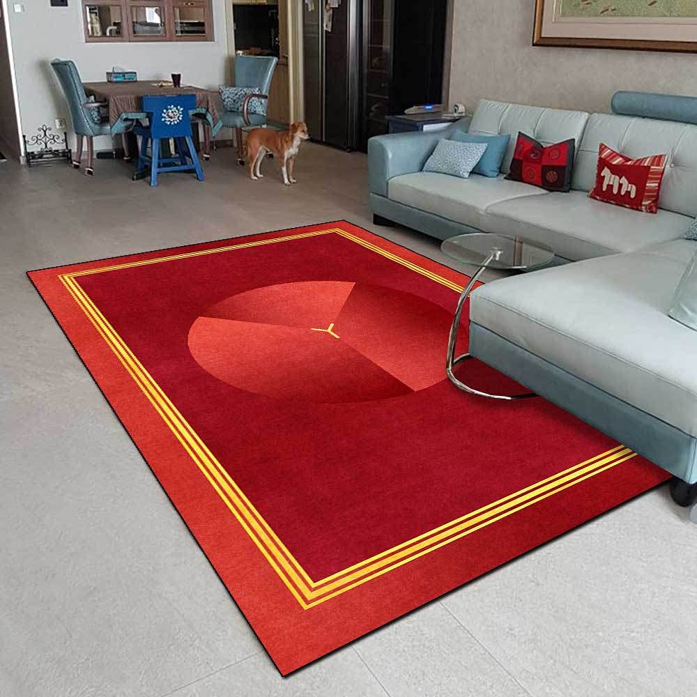 Tapis de salon grand format pour salle à manger et cuisine moderne rouge et lavable