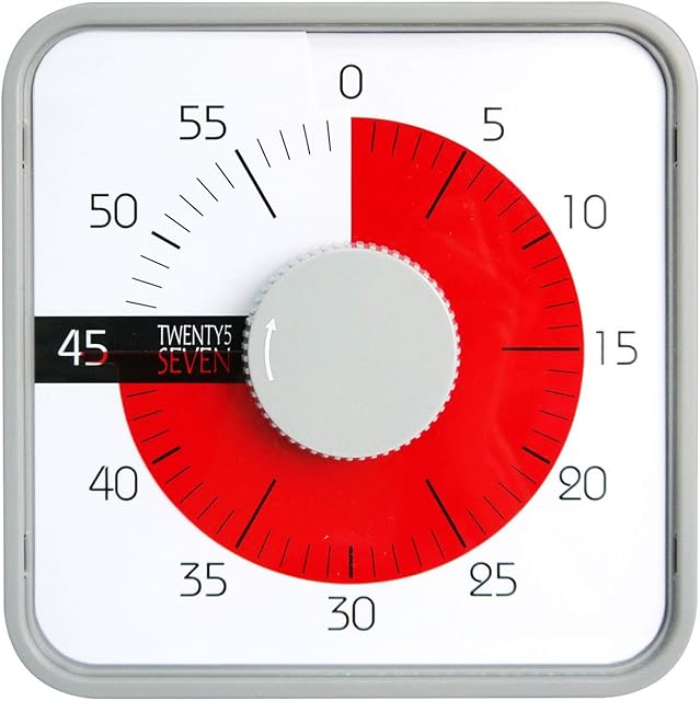 19CM Visual Timer, 60 Timer, Countdown Timer Large, 1 Hour Timer, Exam Timer, Kitchen Timer, Loud Alarm Sound 60 Minutes, for Classroom Teaching Homework Games Cooking Office Meeting, Grey
