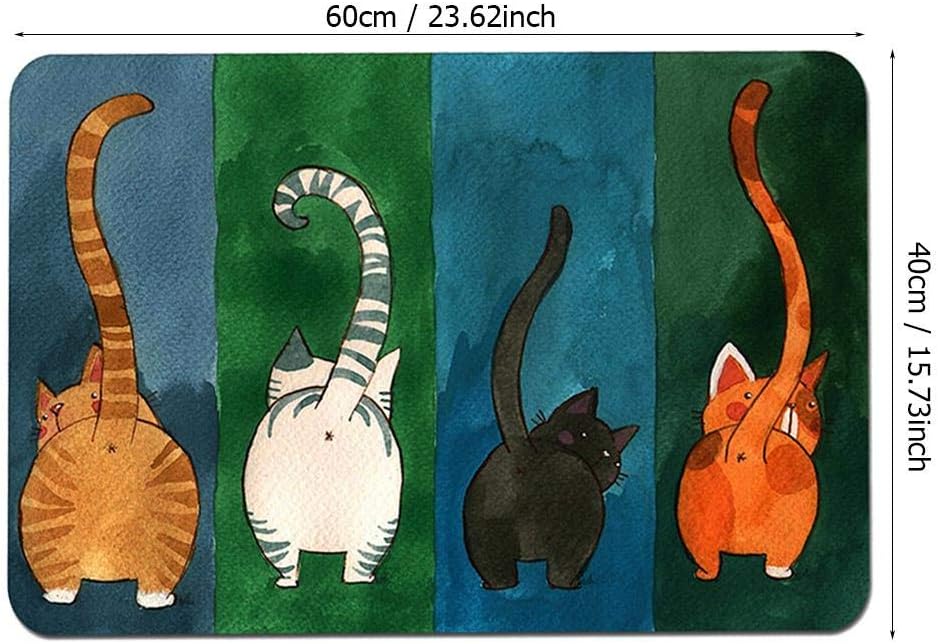 Wifehelper Welcome Door Mat, Cat Pattern Non-slip Welcome Doormat Carpet Mat Indoor Outdoor Entrance - Image 3