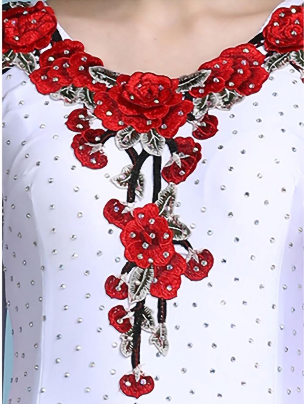 RIKOUZY] 社交ダンスドレス オーダーメイド可 刺繍花柄 モダン