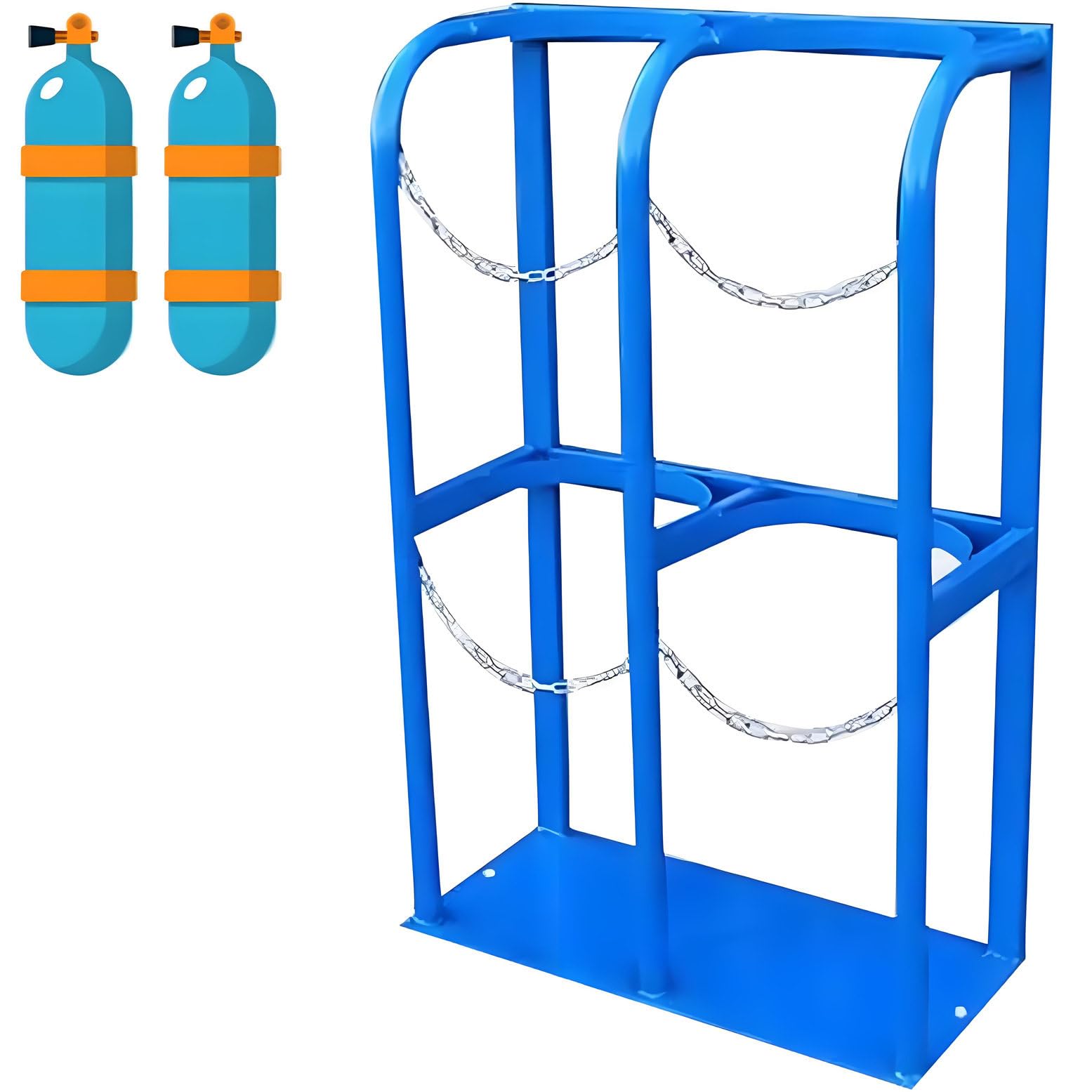 Support de rangement robuste pour bouteilles de gaz, support de montage au sol avec chaîne de sécurité et vis, idéal pour sécuriser plusieurs réservoirs dans des environnements industriels ou ateliers