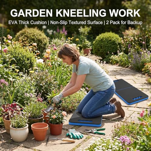 2 Stück Kniekissen Klappbar, Sitzkissen Mehrzweckkissen, Dicken Garten Kniekissen, Kniepolster-Arbeit, Rutschfest, Schaumstoff Unterlage Für Arbeit, Yoga, Gartenarbeit, 45*22*3cm, Blau Und Schwarz