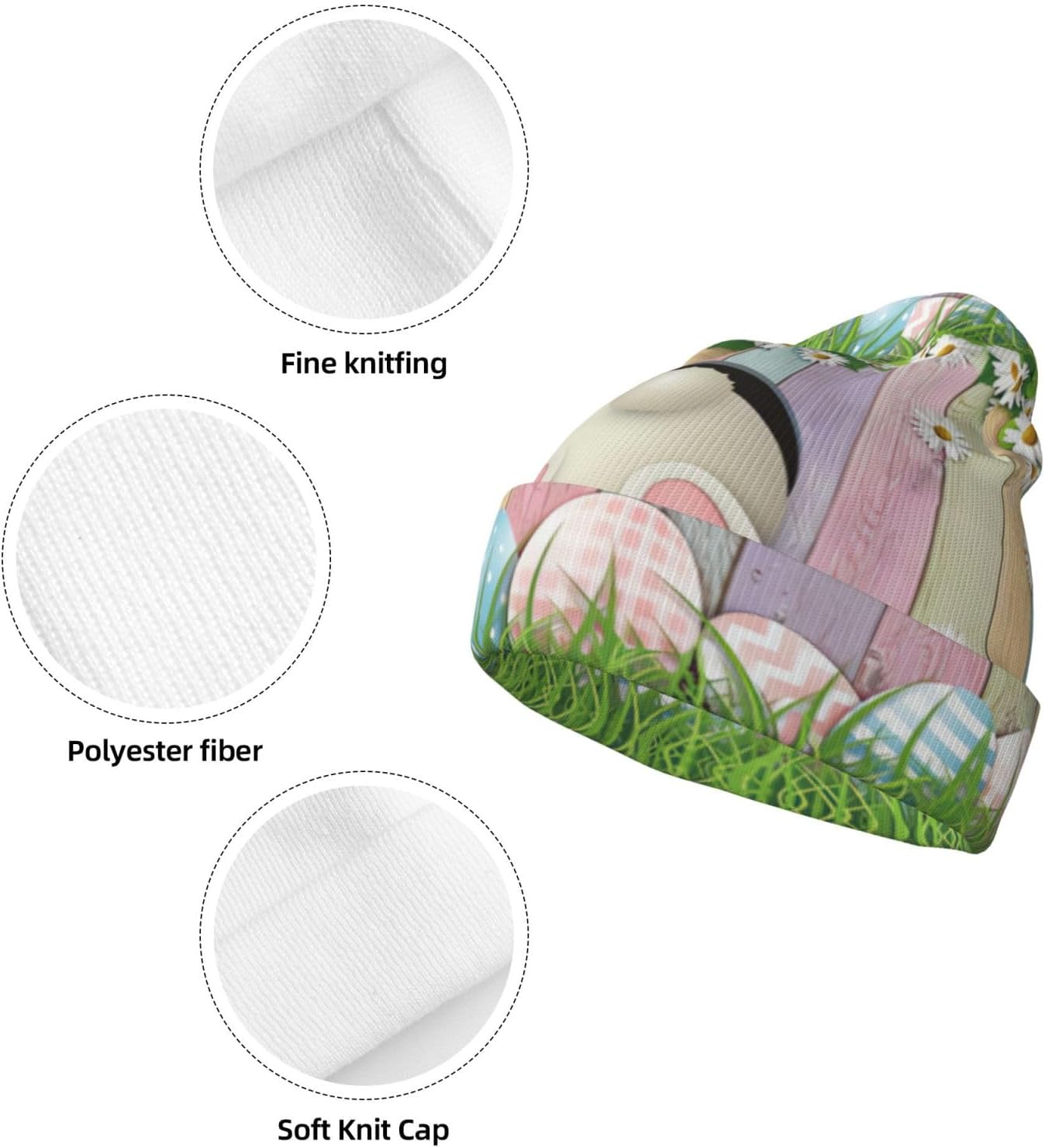 ASYG Easter Bunny Easter Eggs Warm Beanie Hats for Men Women Warm Winter Caps Unisex Fashion Knit Cuffed Cap