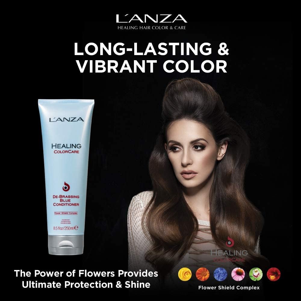 L'ANZA Healing ColorCare Ultra De-Brassing Professional Blue Conditioner, Color Toning Haircare to Eliminate Unwanted Brassiness, Sulfate-free Formula