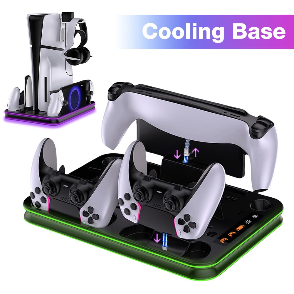 Stacja ładująca kontroler JUCHRZEY ze światłem RGB do Portal Stojak pionowy do konsoli PS5/PS5 Slim (B)