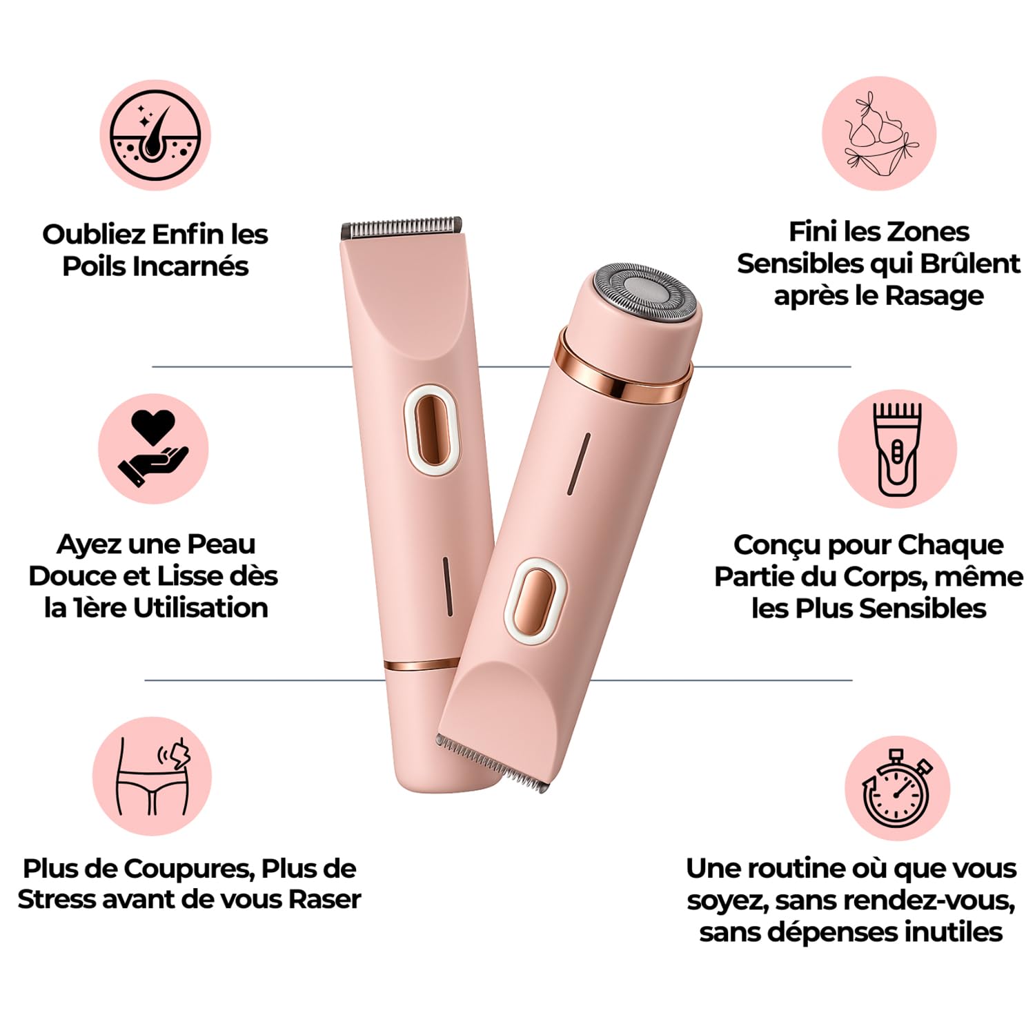 Rasoir Klyne Femme, Klyne Tondeuse Rasoir 2.0 Femme，Rose