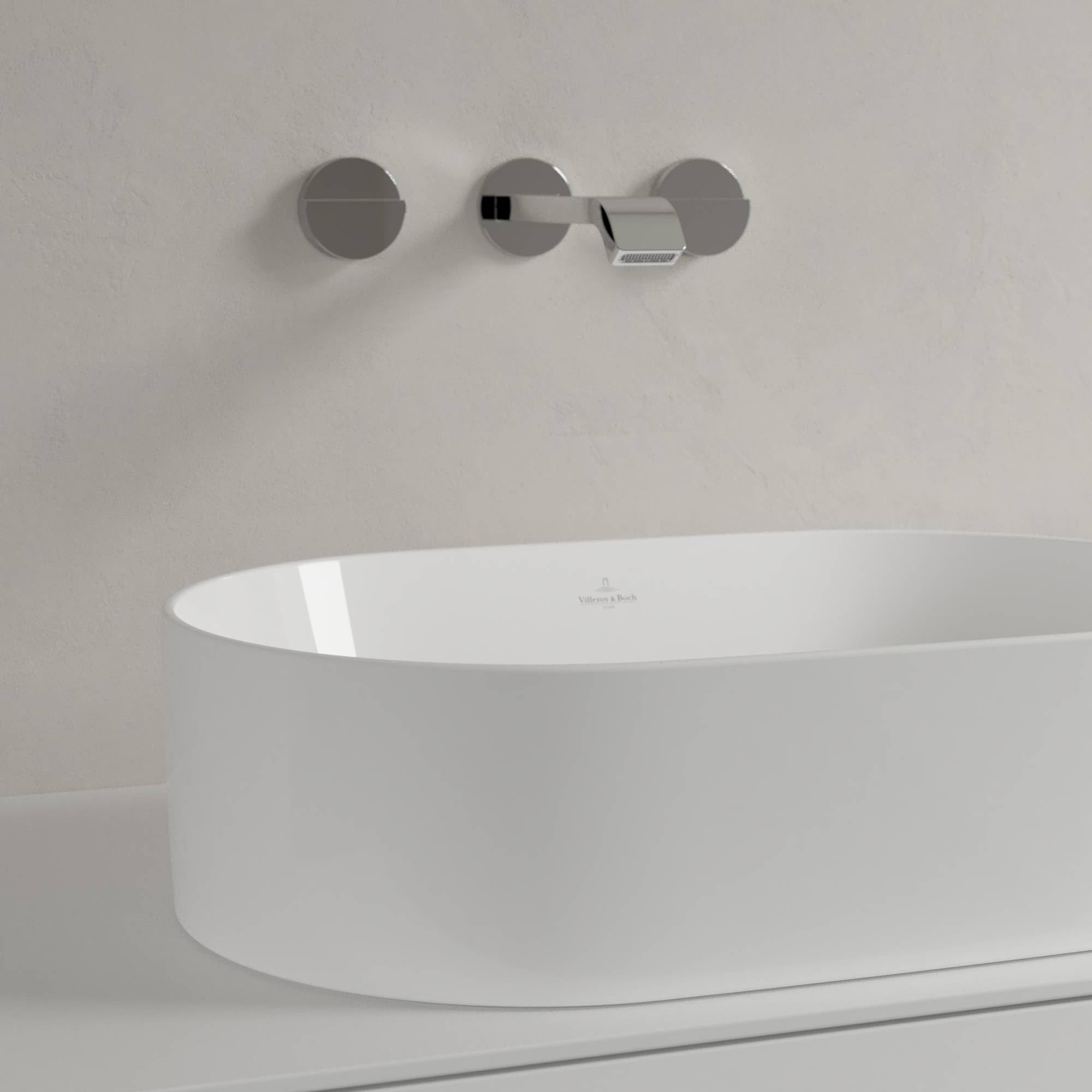 Villeroy & Boch Collaro Aufsatzwaschbecken, 560 x 360 mm, ohne Hahnloch, ohne Überlauf, geschliffen, 4A195601, Farbe: weiß-alpin