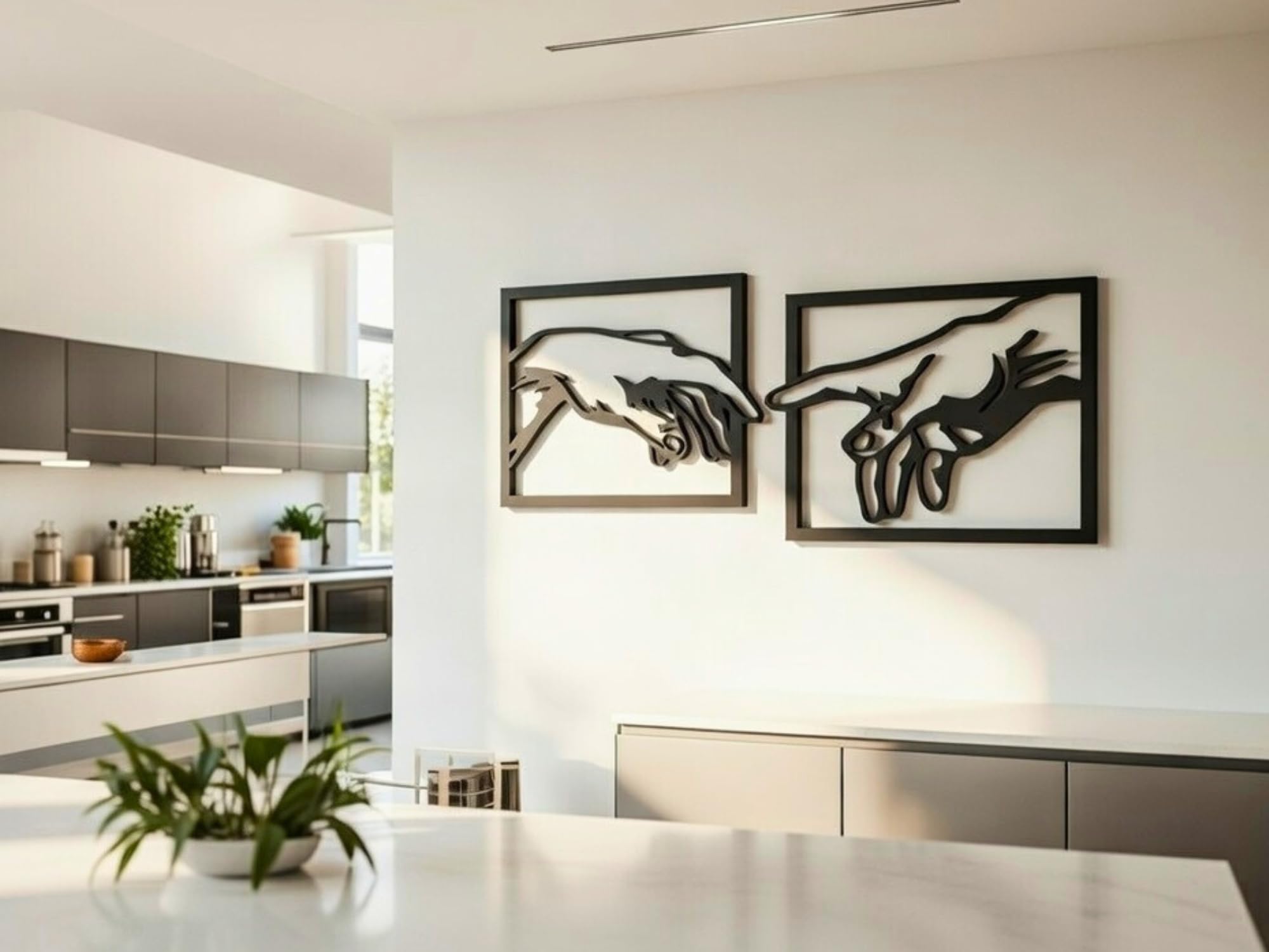 VAILLA Mano a mano di Michelangelo La creazione di Adams Decorazione da parete, murale in legno, decorazione da parete 3D, decorazione minimalistica, immagini per camera da letto (Michelangelo)