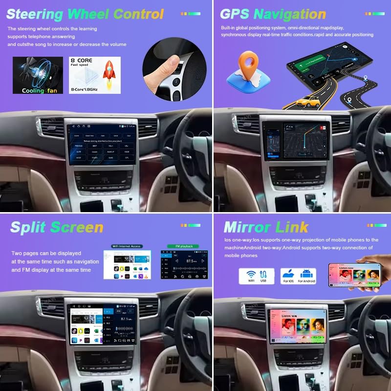 Radio Car Play con pantalla táctil de 9" para Alphard 20 Series Vellfire con Android Auto 4G 6