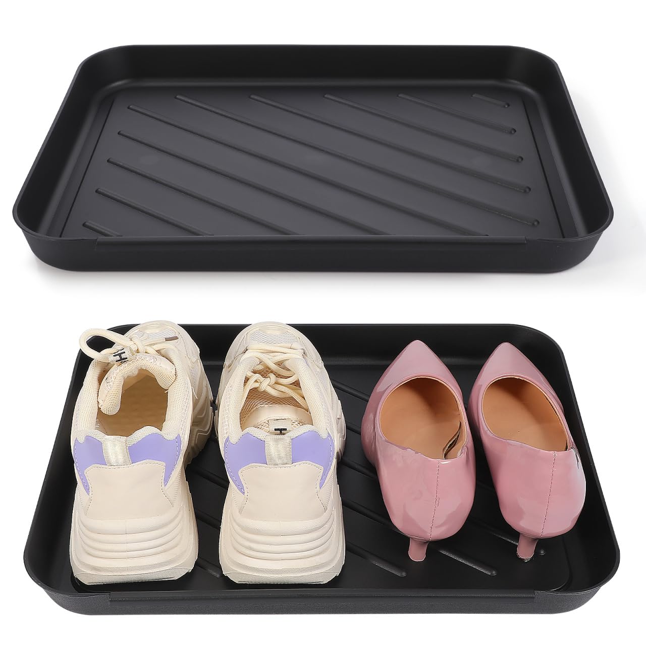 SHINEOFI Plateau Polyvalent pour Chaussures 15.75X11.81X1.38 Pouces Bac De Rangement Antidérapant pour Voiture Salon Jardin Cuisine