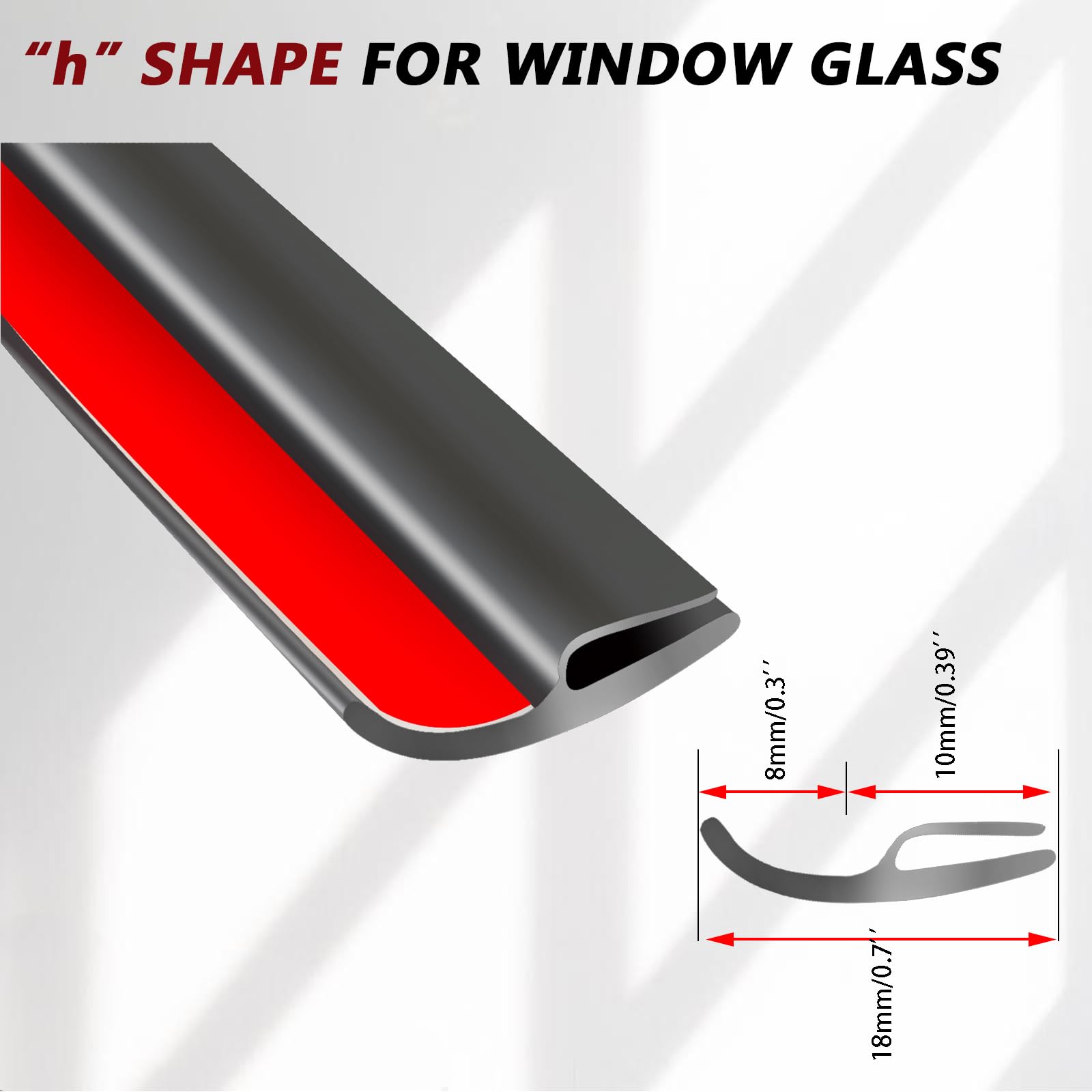 AUTOXBERT 4M/13Ft Car Weather Stripping H Type Rubber Sealing Strip Trim Cover Automotive Front Windshield Sealing Strip Trim for Car Front Rear Windshield Sunroof Weatherstrip