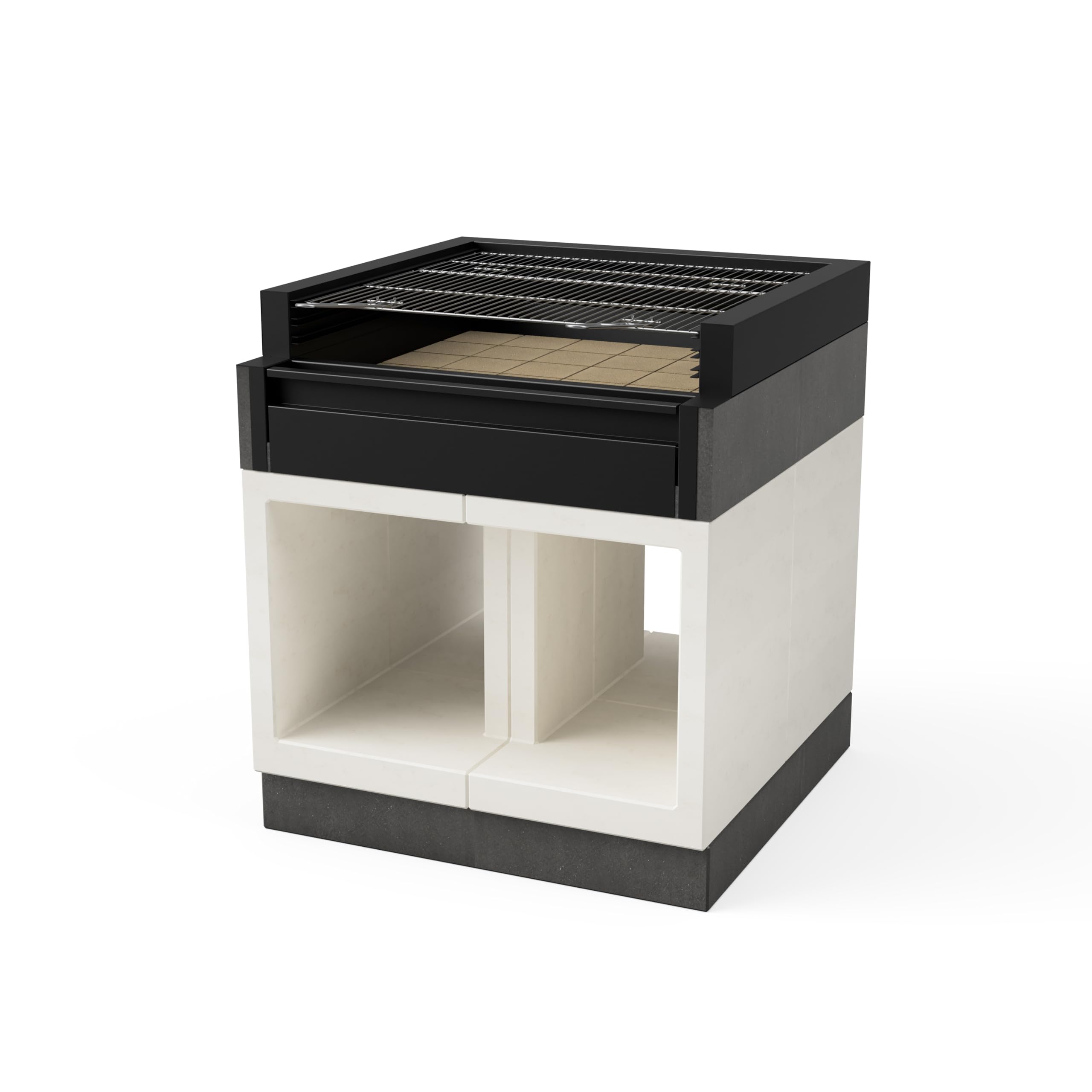 TUOZI - Einbaugrill für Holz und Holzkohle Modell KITAWAY GRILL La Valenciana (Grau/Weiß - 100 x 100 x 113,5 cm) REF: T01097 - Für den Außenbereich