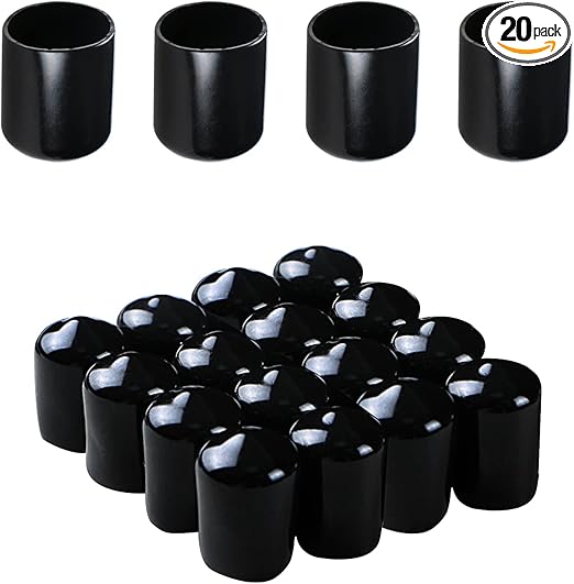 Aopin Rubber Round End Cap Cover 0.63" (16mm) Screw Thread Protectors PVC Flexible Tubing Pipe Protective Bolt Screw Thread Protector Safety Cover | for Pipe Post Tubing Rod Cover 20 Pcs (Black)