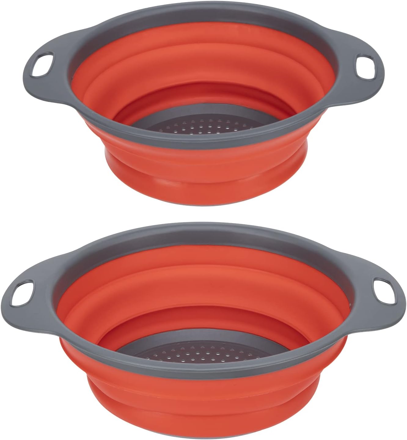 2 PCS Silicone Collapsible Colander Set, Large Size Folding Kitchen Colanders and Strainers for