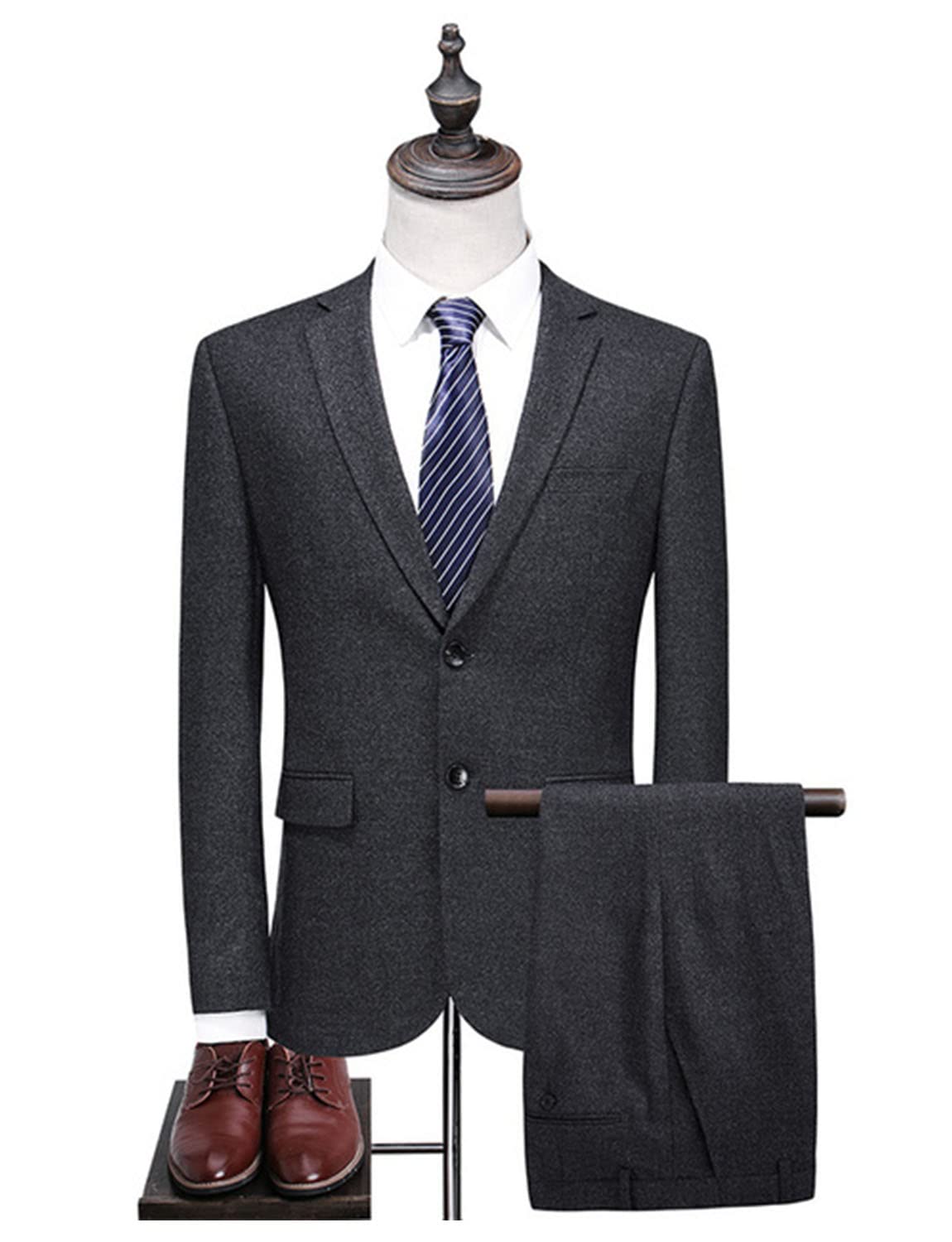 Uomo Vestito Partito Casual Due Pezzi Notch Risvolto Giacca Pantaloni riunione di Natale