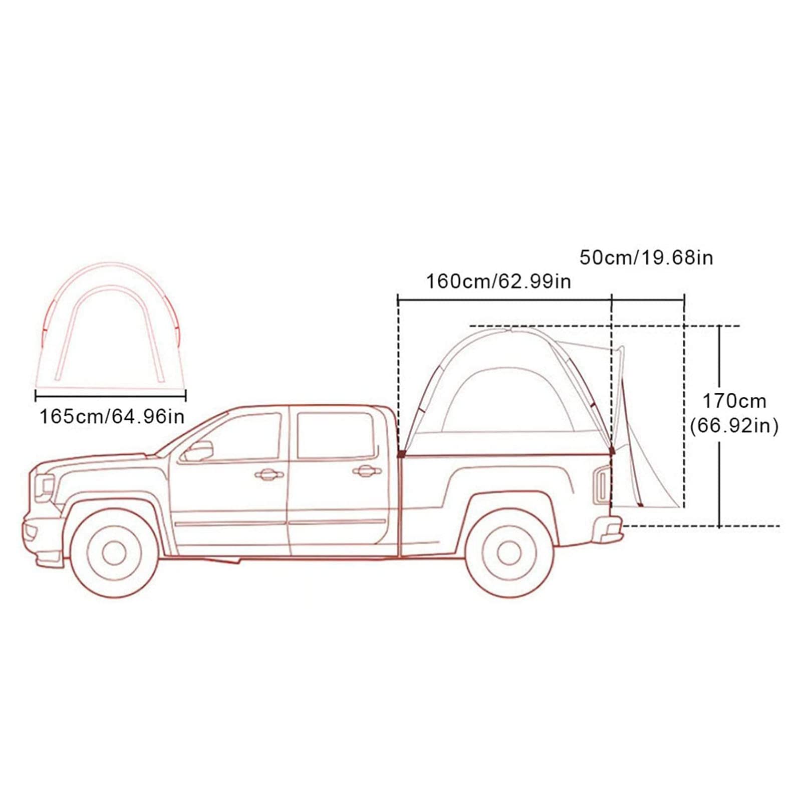 Pickup Truck Tent Truck Namiot kempingowy na łóżko 5,5 stopy | Odporna na warunki atmosferyczne tkanina Oxford 210D + włókno szklane do akcesoriów kempingowych na zewnątrz