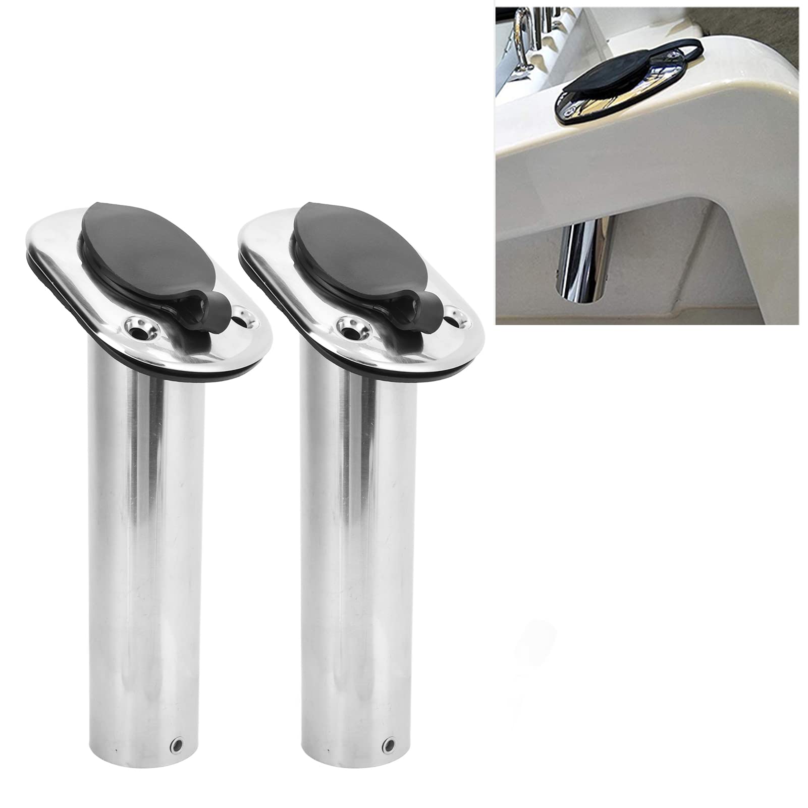 Porte Canne Bateau, Porte Canne A Peche, 2 pcs Porte-Canne à pêche encastré antirouille Bateau Porte-Canne à pêche en Acier avec 6 vis Support Canne A Peche Support De Canne À Pêche