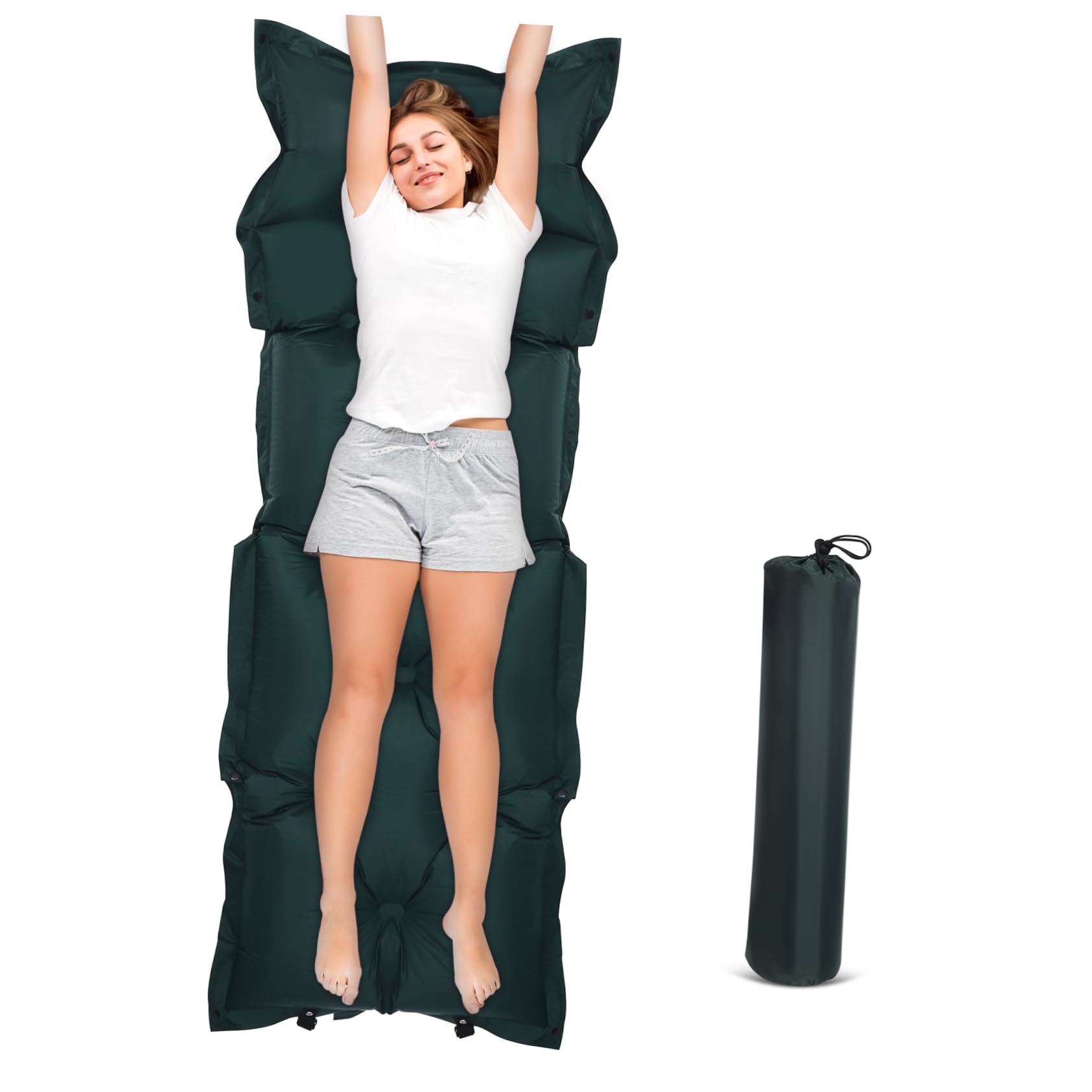 GRIRIW Portable Self Inflating Sleeping Pad for Camping Ultralight Inflatable Mat with Integrated Pillow Skin Friendly Surface for Hiking