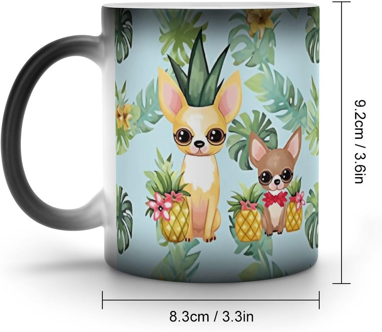 Color Changing Cups,Chihuahua Dog Pineapple Printed 11 Oz Ceramic Cups for Birthday Men Women