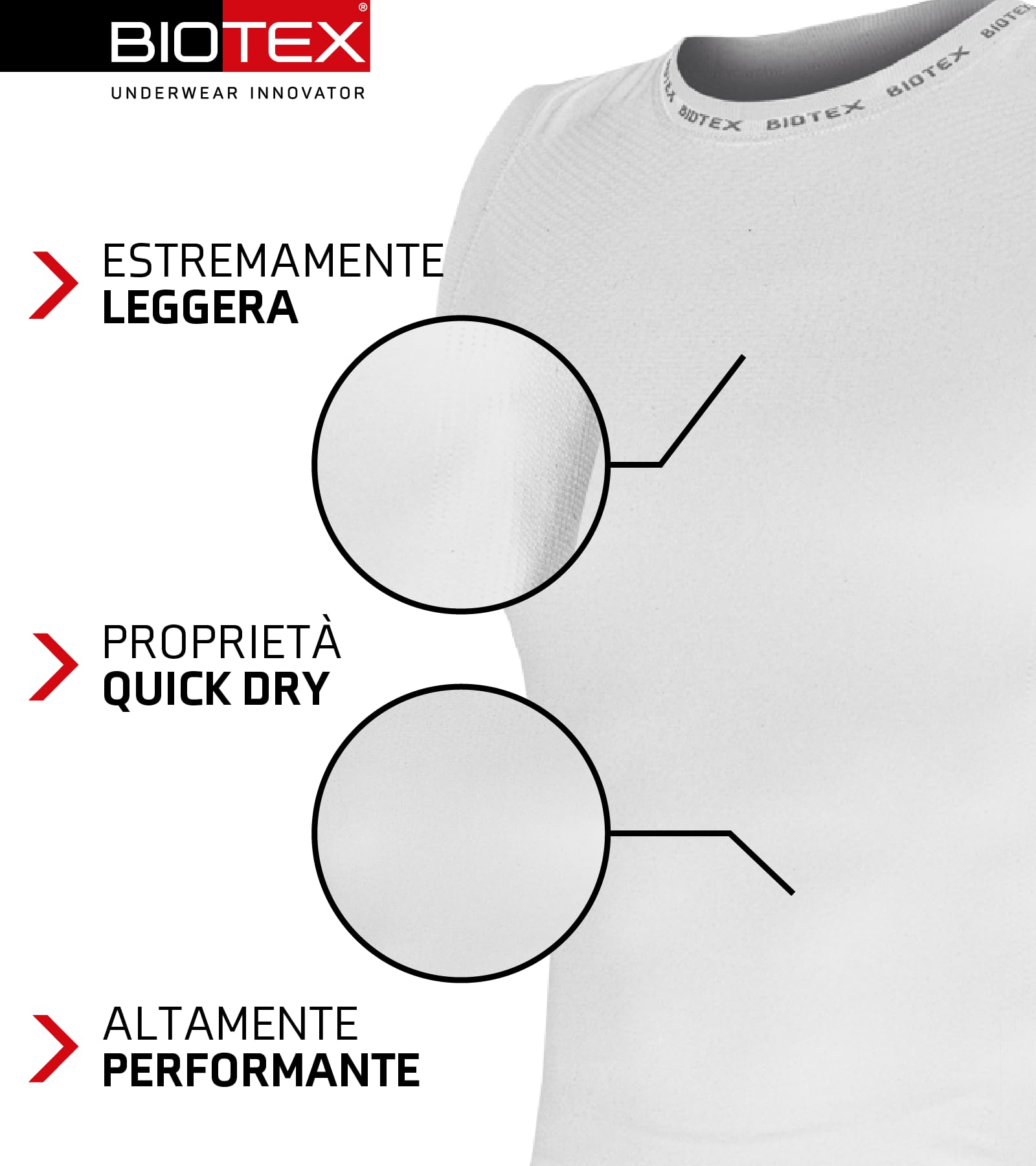 BIOTEX Canotta Fresh Traspirante Unisex per Ciclismo e Running, Intimo Tecnico Sportivo Ideale per L'Estate