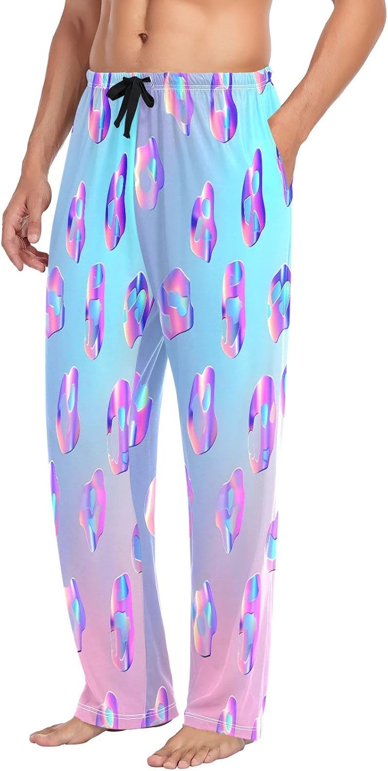 ALAZA Leopard Print Cheetah Holographic Style Men's Pajama Pants Men Cotton Pajama Bottoms with Pockets, S