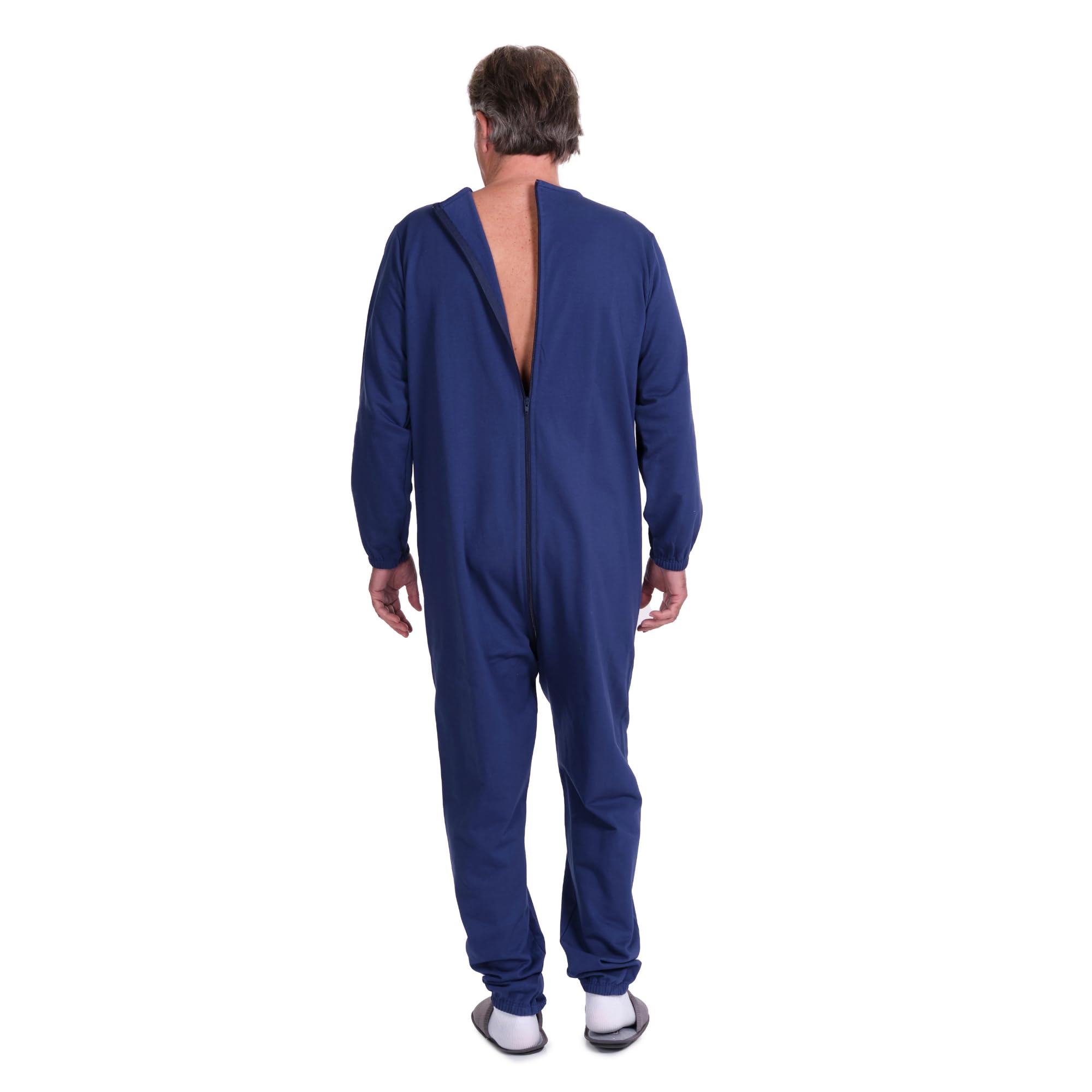 FERRUCCI COMFORT 9078-F Pyjama de santé d'hiver molletonné unisexe avec fermeture éclair sur le dos – pour personnes âgées, incontinence et maladie d'Alzheimer