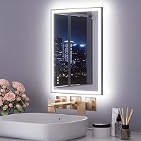 Vista 207 de WTTY LED Bathroom Mirror 32"x32" with Backlit and Front Light,Stepless Dimmable LED Mirror for Bathroom,Anti-Fog Lighted Bathroom Vanity Mirror