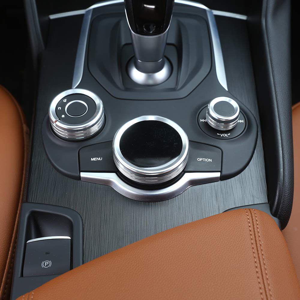 per Romeo Giulia Stelvio 2017 2018 Pomelli per Console Multimediale in Lega di Alluminio Cerchietti (argento)