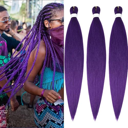 Vista 69 de Brown Braiding Hair 26 Inch Pre stretched Braiding Hair Extensions Yaki Braids Hair Hot Water Setting Synthetic Hair Colored Braiding Hair Pre 30#