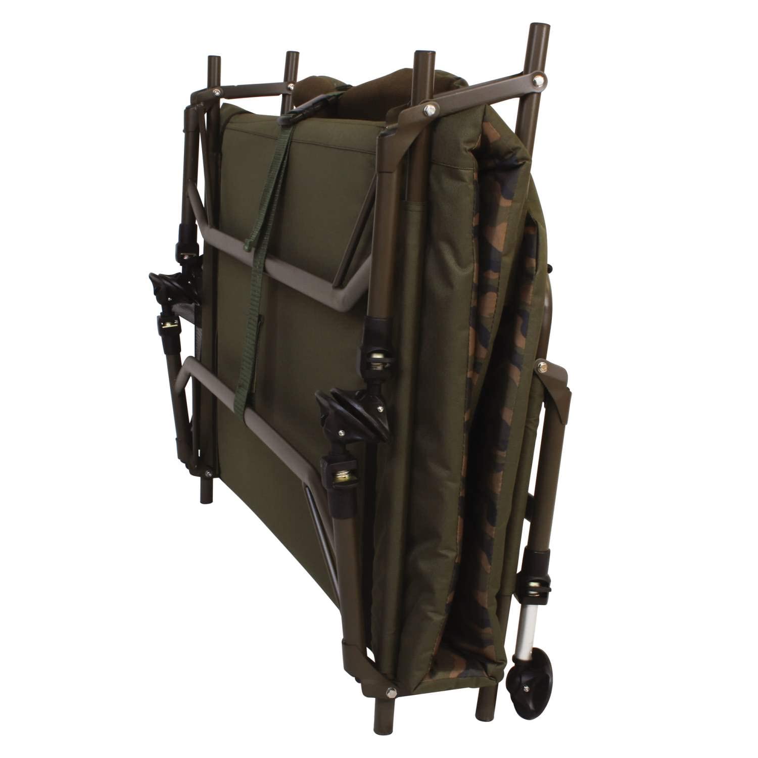 Camou Advance MK II 6-Bein Karpfenliege, 216x99cm | Fleece-Bezug & 60mm Kissen, 150kg Tragkraft, verstellbare Schlammteller-Beine, CamouTex, extra Breit
