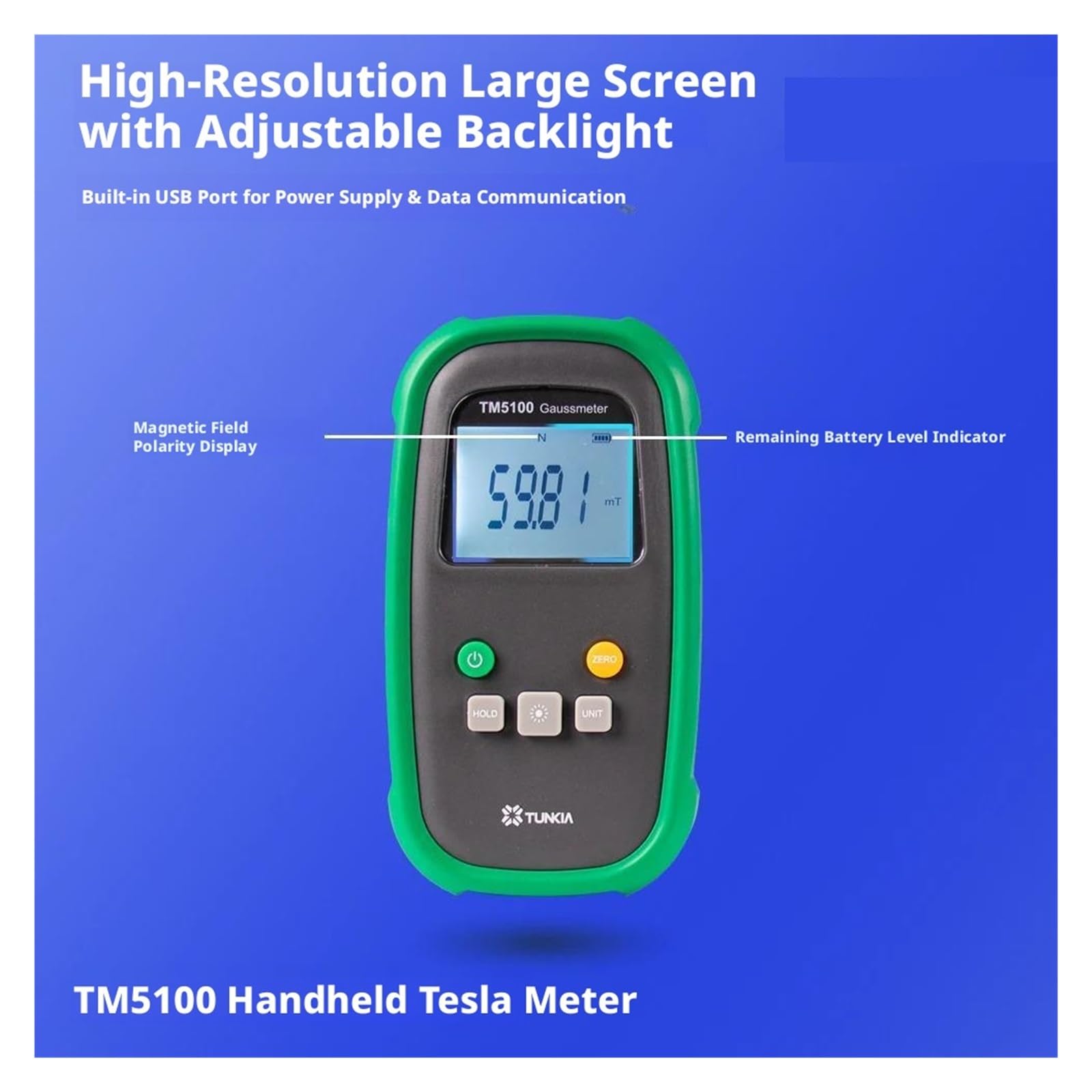 TM5100 Gaussmeter Tester Magnetyczny Ręczny Detektor Remanencji Magnesu Pomiar Stałego Pola Magnetycznego Prądu dla Inspekcji Przemysłowej(1%)