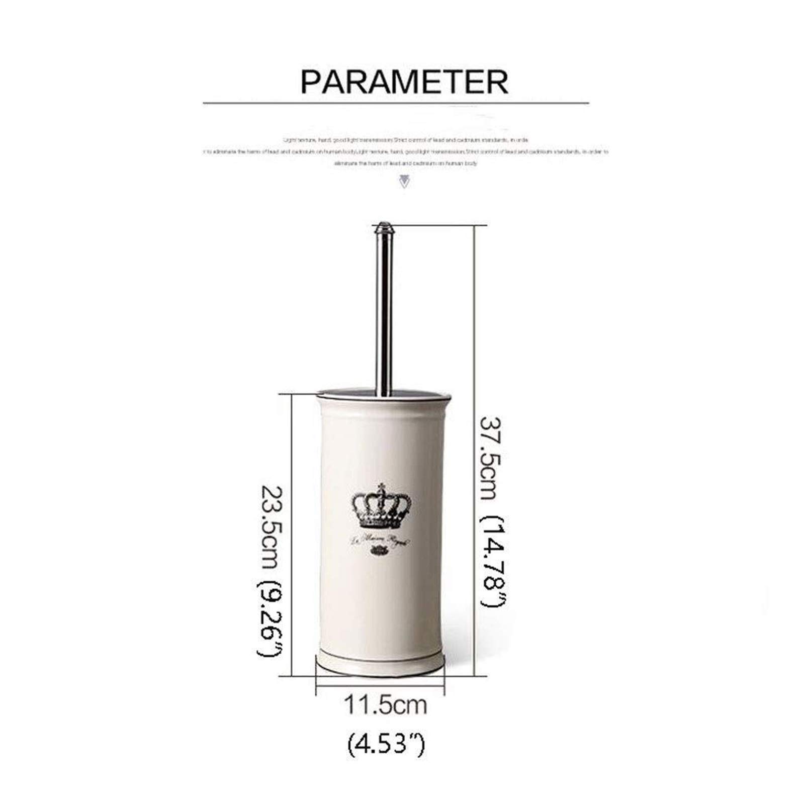 Escobilla Baño/Escobilla y Portaescobillas de Baño Cepillo y soporte de tazón de inodoro independiente compacto, mango de acero decorativo y base de cerámica de corona, cepillo con tapa, limpieza prof