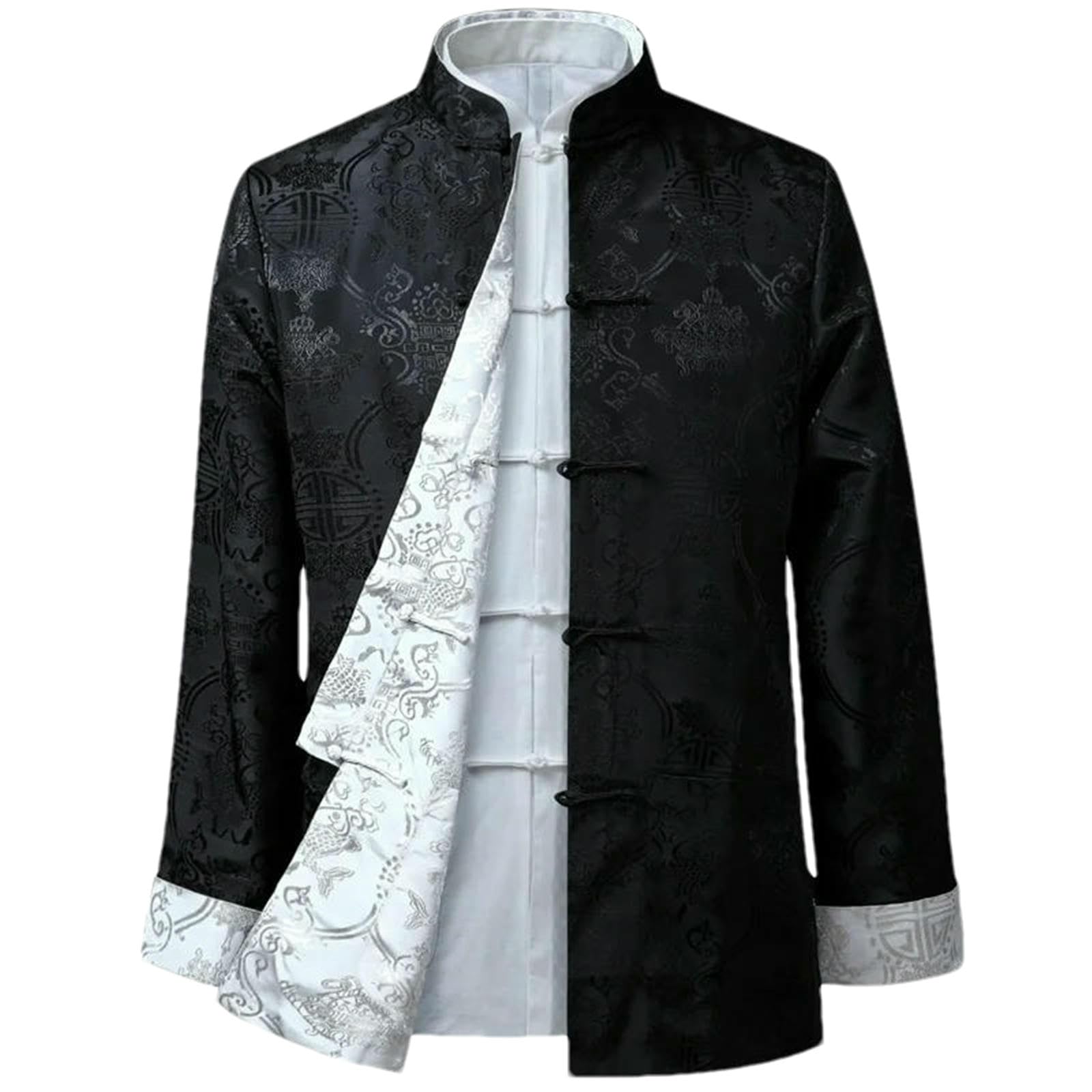 Vestito tradizionale cinese tang da uomo con ricamo broccato colletto alto Kung-Fu cappotto reversibile design