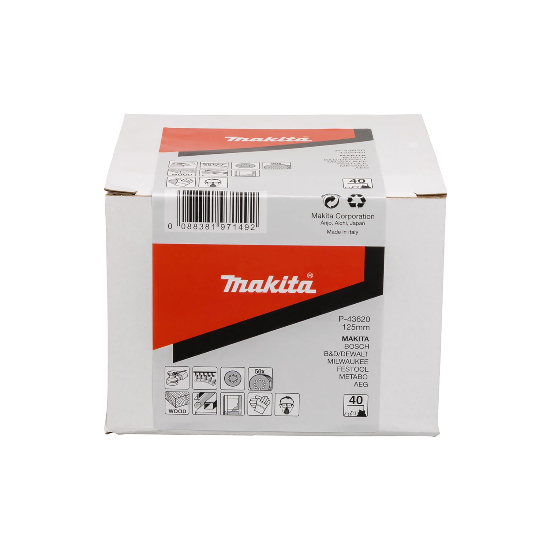 Makita P-43620 Disques abrasifs à dos Velcro 5" Rouge