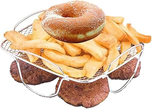 Miniatura 9 de Baluue Freidora de aire, suministros para freidora de aire, rejilla para freidora, estante de alambre de acero inoxidable, suministros de cocina