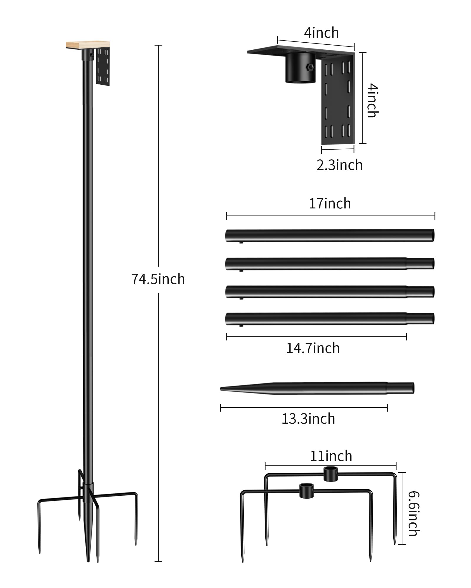 Onlyfly Supporto per mangiatoia per uccelli, altezza 180 cm, con diametro di 2,5 cm, resistente, per mangiatoie per uccelli, mangiatoie per suet, kit di montaggio per casetta per uccelli, per esterni,