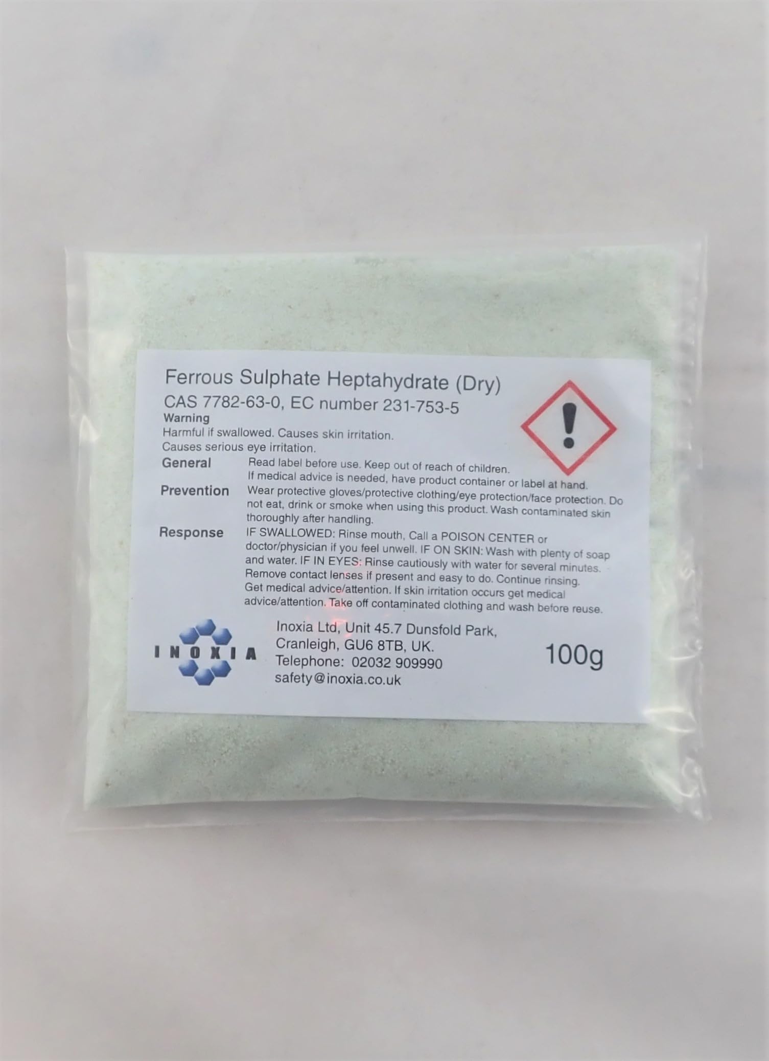 Iron II Sulphate, Ferrous Sulphate Damp grade, Fertilizer, 100g - By Inoxia