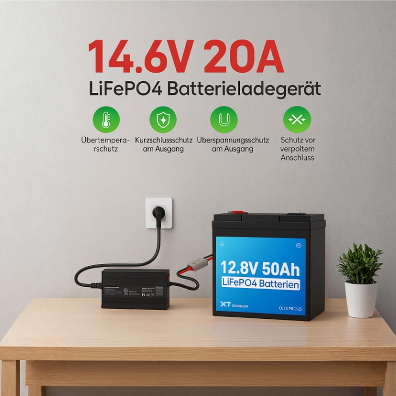 Chargeur LiFePO4 14,6V 20A Spécial pour au Lithium Fer Phosphate 12V