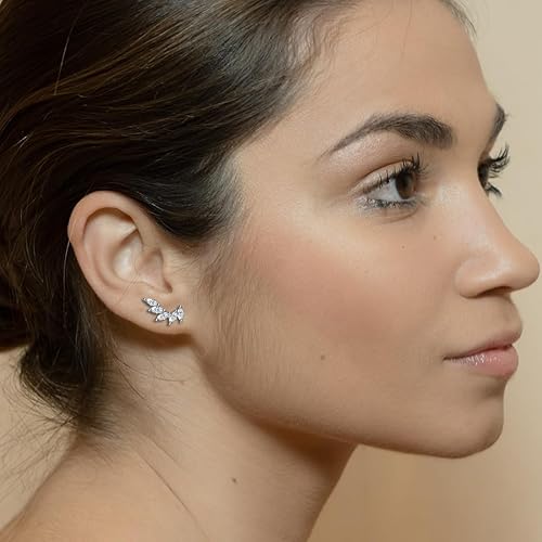 Miniatura 3 de Rnivida Aretes tipo dormilona de plata de ley 925, hipoalergénicos, pequeños aretes de circonita cúbica para mujer