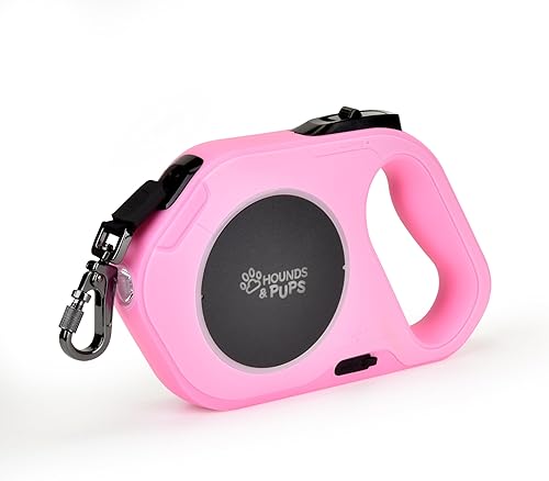 Miniatura 8 de Hounds & Pups - Correa retráctil para perro, 15 pies de longitud, luz LED para paseos nocturnos (morado)