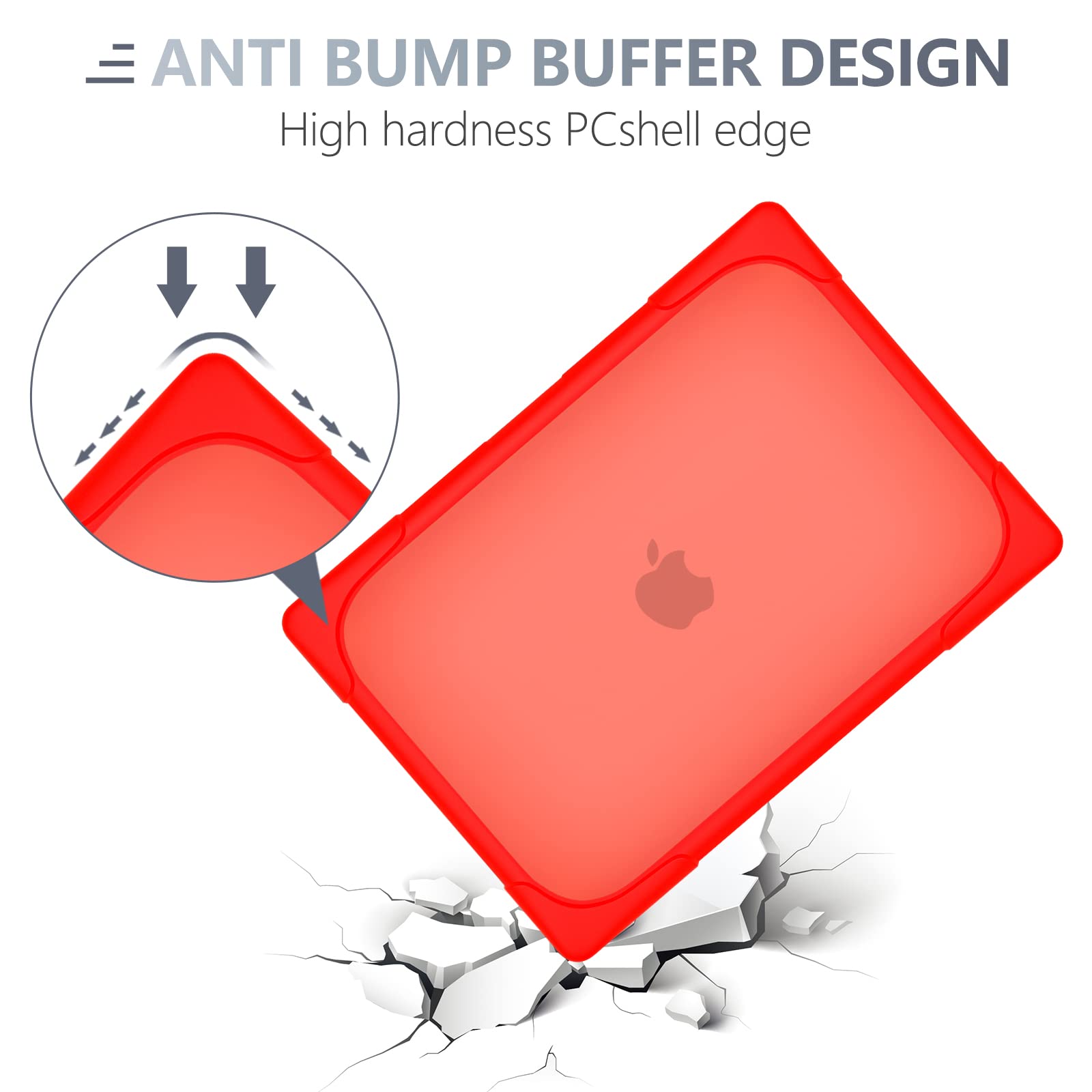 Batianda Per MacBook Air M2 da 13,6 pollici 2022, custodia rigida protettiva antiurto resistente con cavalletto pieghevole e protezione schermo per tastiera per MacBook Air 33 cm modello A2681, rosso