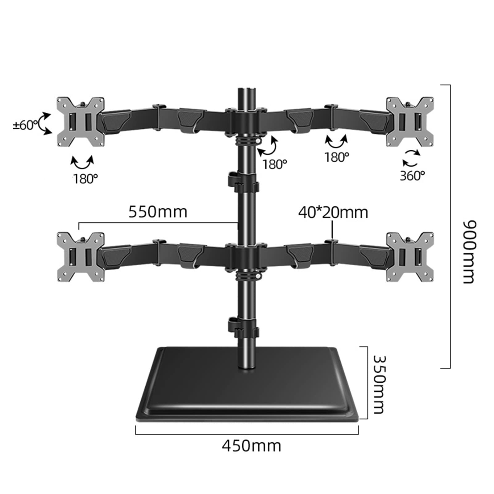 Soporte Universal Doble para TV, Ergonómico, para 2 Monitores, Soporte De Escritorio Independiente con Movimiento Completo, Compatible con Monitores De 27 A 40 Pulgadas.