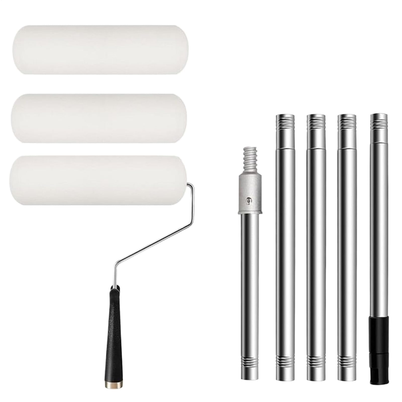Set di rulli da pittura da 22,9 cm, accessori per pittura da parete, kit pennello e rullo, strumenti con manico estensibile, compatibile con lattice e pittura ad olio | t per il miglioramento della