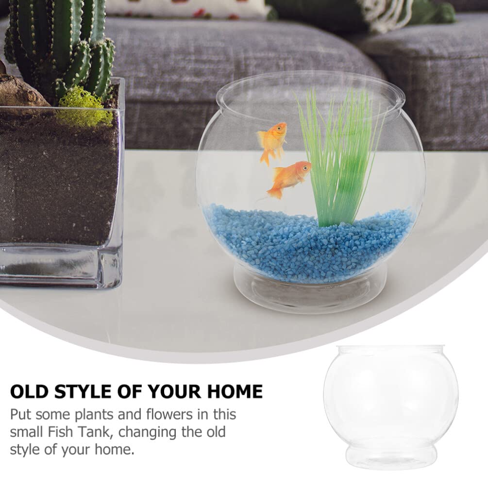 INOOMP Aquarium De Table Transparent Rond 15X15X13 Cm Bol À Poisson en Plastique Robuste Décoration Élégante pour Bureau Maison Ou Cadeau