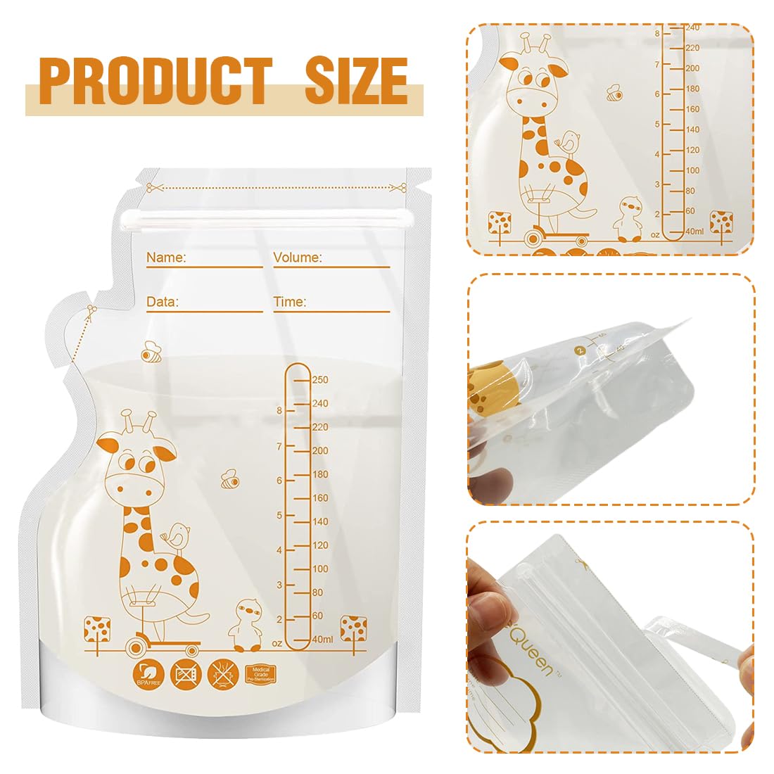 Sacchetti Latte Materno 250 Ml - Confezione Da 40 Pezzi | Pre-sterilizzati E Congelabili - Foto 8