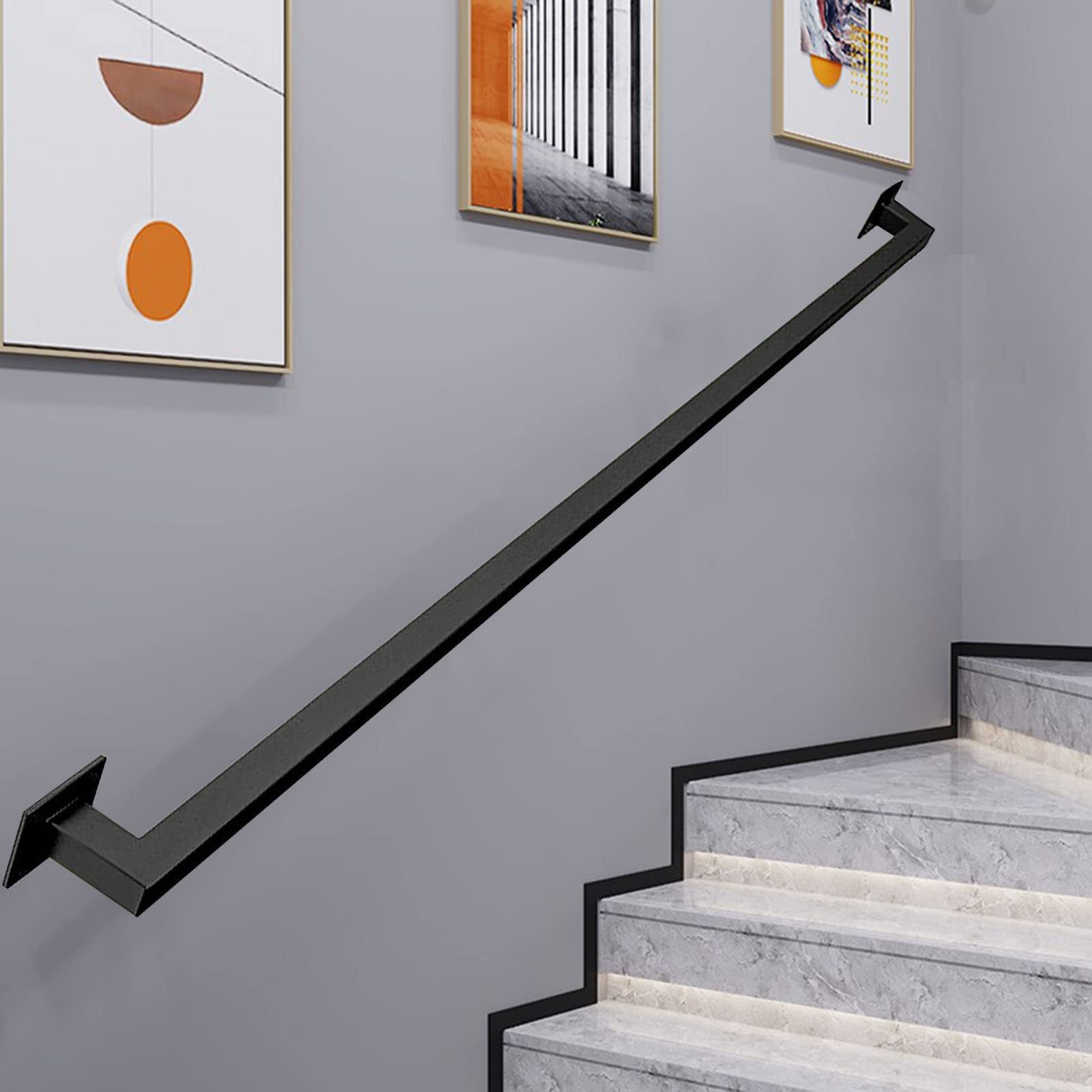 Amazon.com: 1ft-20ft Square Tube Wall Mount Handrail, Stair Railing ...